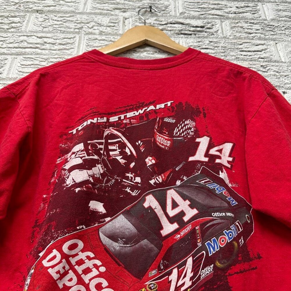 Vintage Tony Stewart Nascar Shirt Men’s Large  Y2K Red Short‎ Sleeve Tee